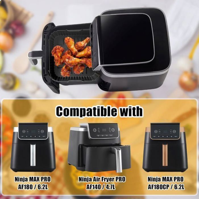 2 Pieces Air Fryer Accessories for Ninja Air Fryer Max Pro AF180EU 6.2L, Air Fryer Mold for Ninja Pro Air Fryer, Color: Black