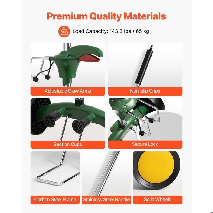 Carro/carretilla para macetas - DUOKU - RH-75 - Capacidad de carga 65 kg - Ruedas Ø190 mm - Brazos de garra ajustables