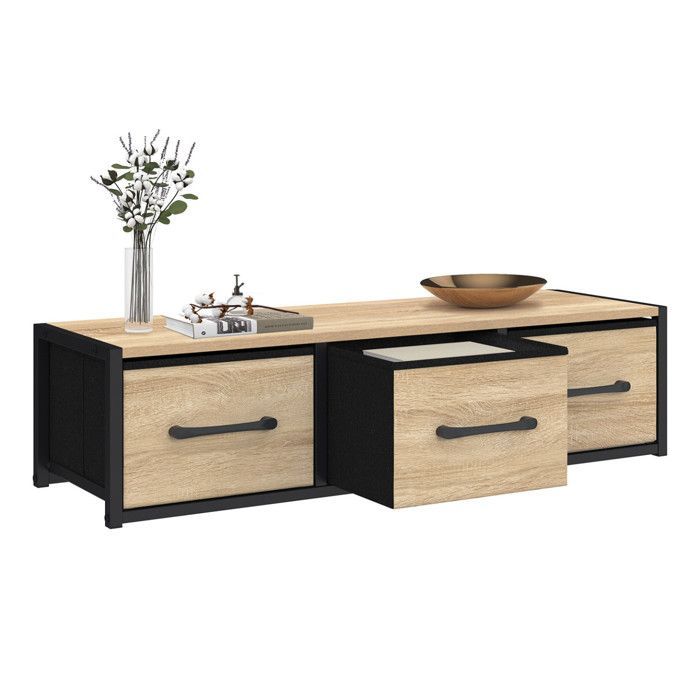 IDMARKET UTAH 3-Drawer Industrial Design Entryway Console Wall Shelf