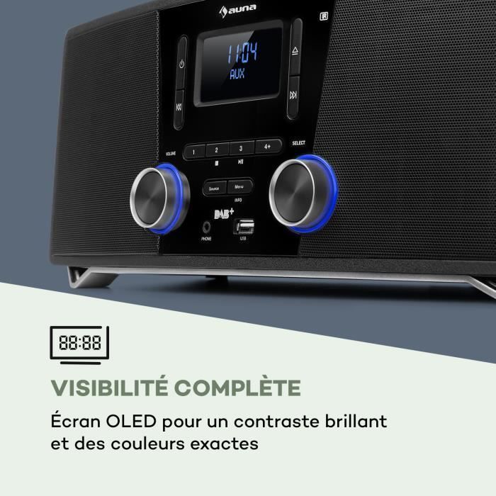 Sistema HiFi - AUNA - Stockton - DAB+ FM - Lettore CD - Bluetooth - Nero