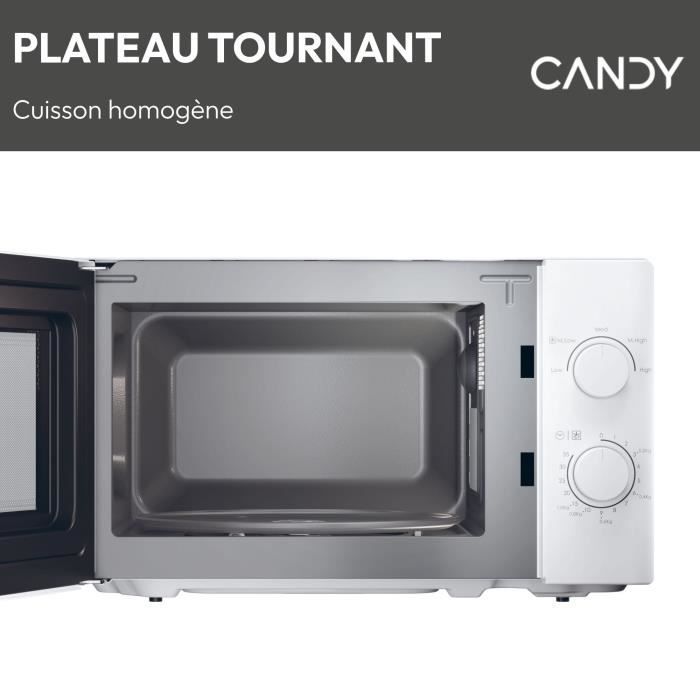 Micro-ondes CANDY CMW20SMW - 20L - 700W - UI mécanique - 5 niveaux de puissance - Blanc