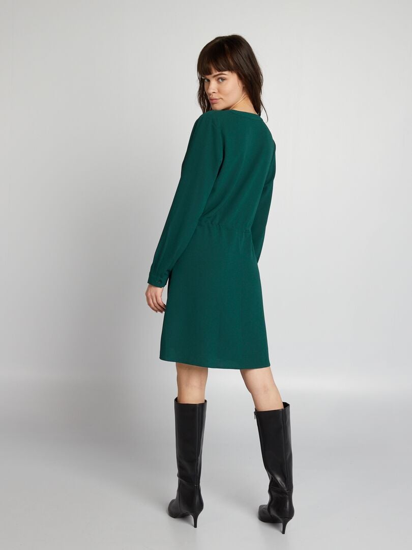 Rochie scurtă cu decolteu în V - VERDE