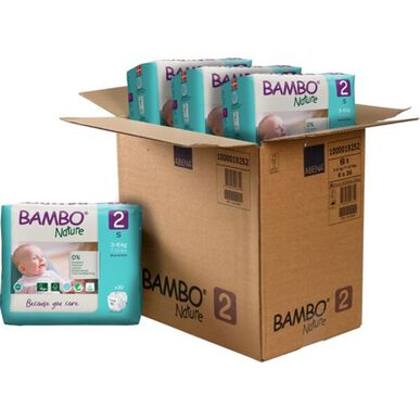 Bambo Nature Gutter & Jenter 0 % Parfyme Miljøvennlige Babybleier Størrelse 2 3–6 kg 30 enheter