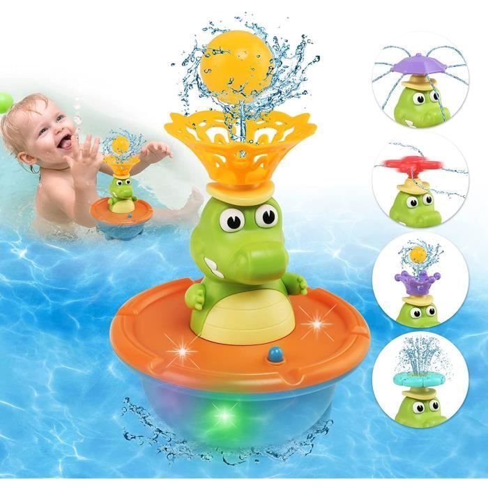 Juguete de baño - Cocodrilo - Juguete acuático con luz - Juguete para bañera de bebé con rociador de 5 modos