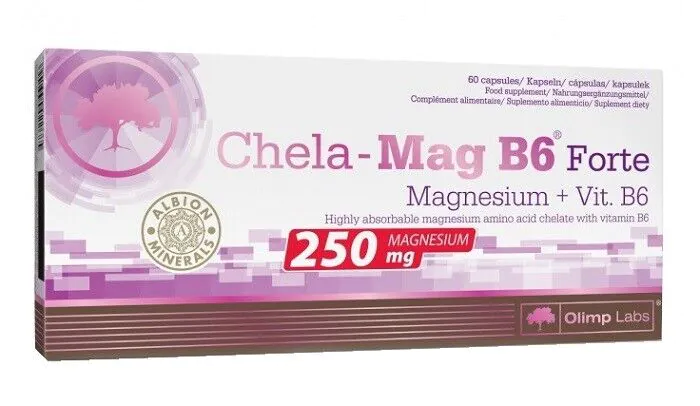 Olimp Chela-Mag B6 Forte, Suplement diety z magnezem i witaminą B6, 60 Kapsułek