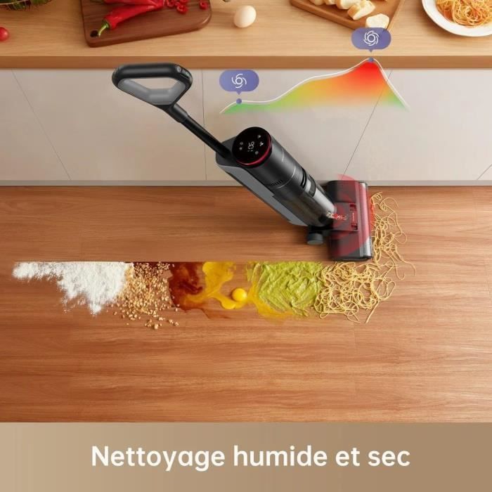 Dreame H12 Pro Aspirapolvere intelligente senza fili per solidi e liquidi, con spazzola autopulente, schermo LED e serbatoio dell'acqua da 900 ml.