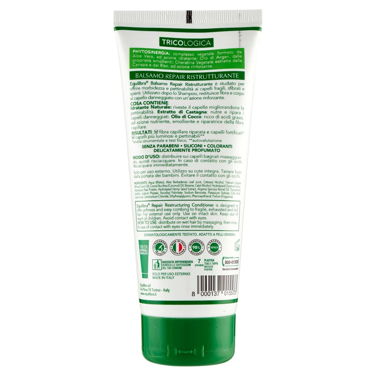 EQUILIBRA Equilibra Condicionador Reparador e Reconstrutor 200 ml Dermatologicamente testado