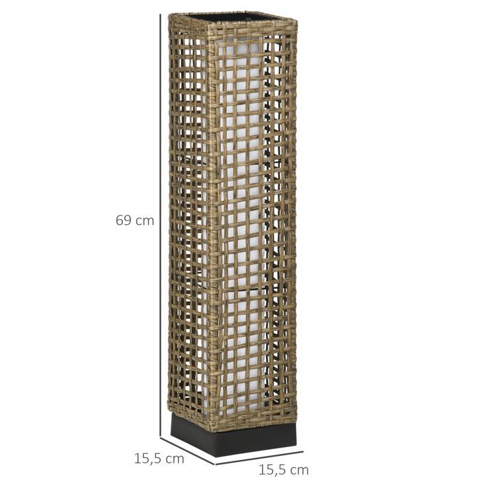 Outsunny outdoor solar floor lamp - with light sensor - modern style - waterproof - made of woven resin - 69 cm - sand