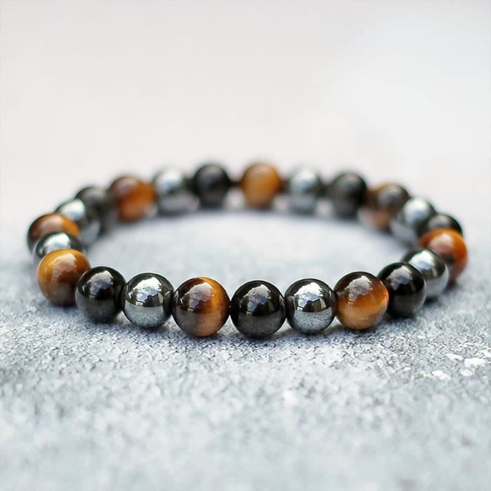 Pulsera - SHOP-STORY - Triple protección - Ojo de tigre - Hematita - Obsidiana negra