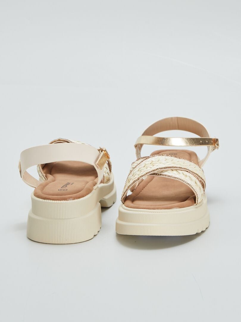 Sandalen met hoge zool - BEIGE