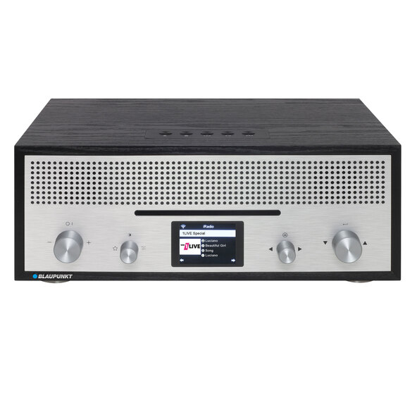 Nostalgisk radio med fargedisplay, svart