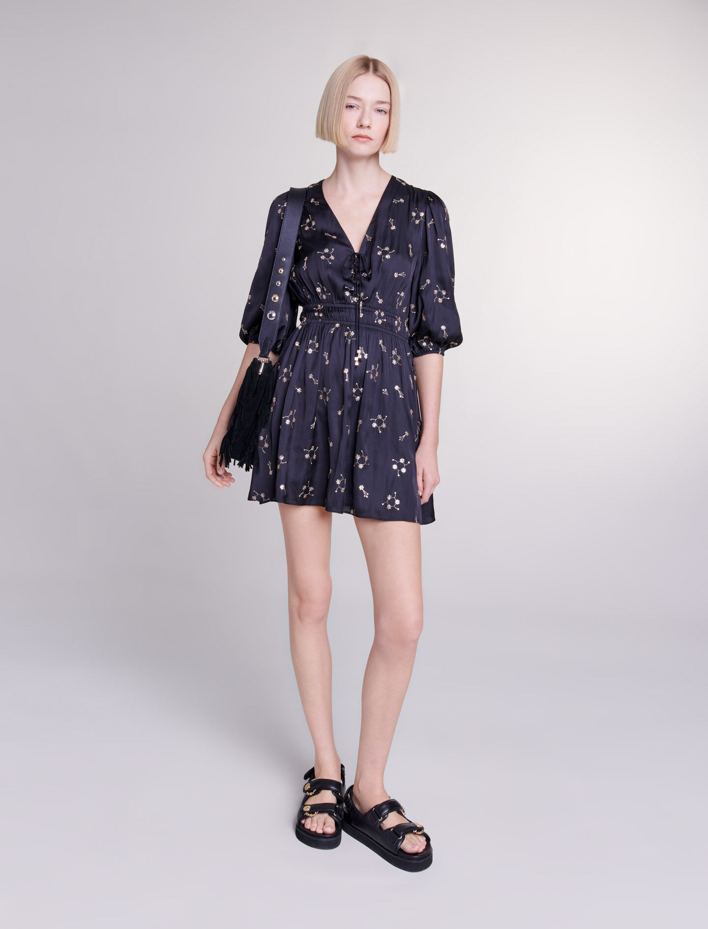 Rochie scurtă cu paiete - Negru