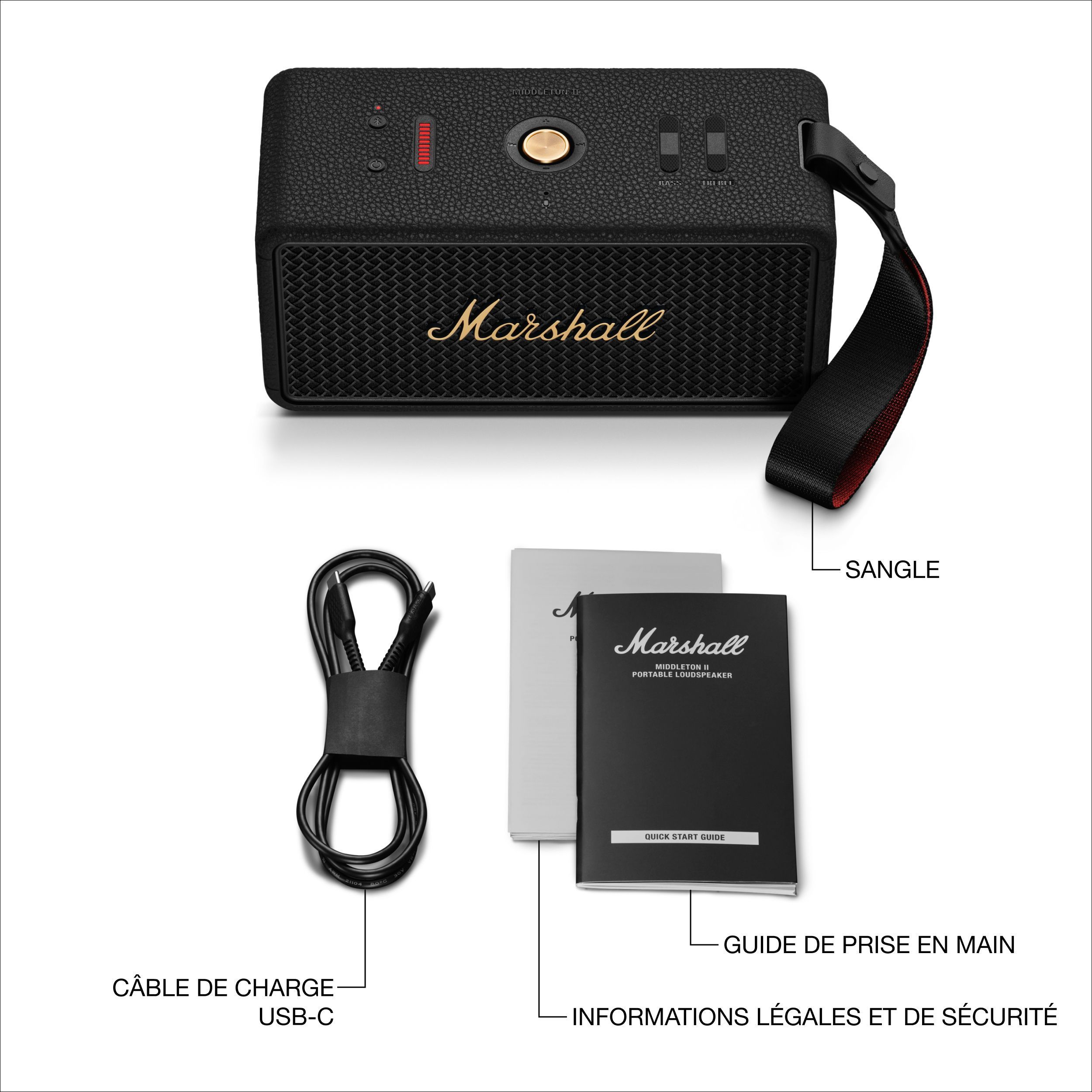 Enceinte sans fil - MARSHALL - Middleton II - 30 h d’autonomie - Bluetooth - Résistante à l’eau