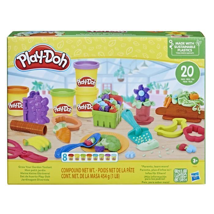 Play-Doh Mijn Kleine Tuin, boetseerkleiset voor het kweken van bloemen en fruit met accessoires, geschikt voor kinderen vanaf 3 jaar.