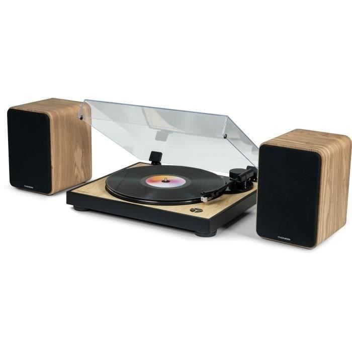 THOMSON WS602DUO - Set di 2 altoparlanti con mobile in legno - 100W - Bluetooth 5.0 - 2 uscite RCA - Legno chiaro
