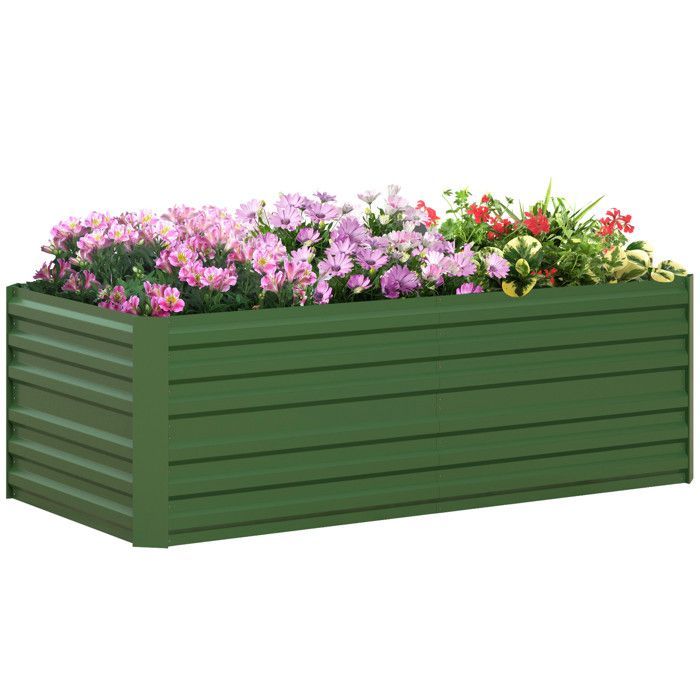 Garden vegetable garden bed - Outsunny - rectangular - galvanized steel reinforcement tubes - 180 x 90 x 59 cm - green
