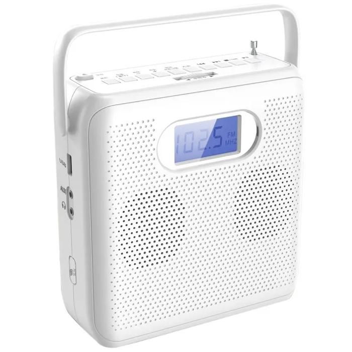 Lecteur CD portable Bluetooth FM convertisseur MP3 avec haut-parleur intégré, prise AUX, blanc, idéal pour musique, balade, maison