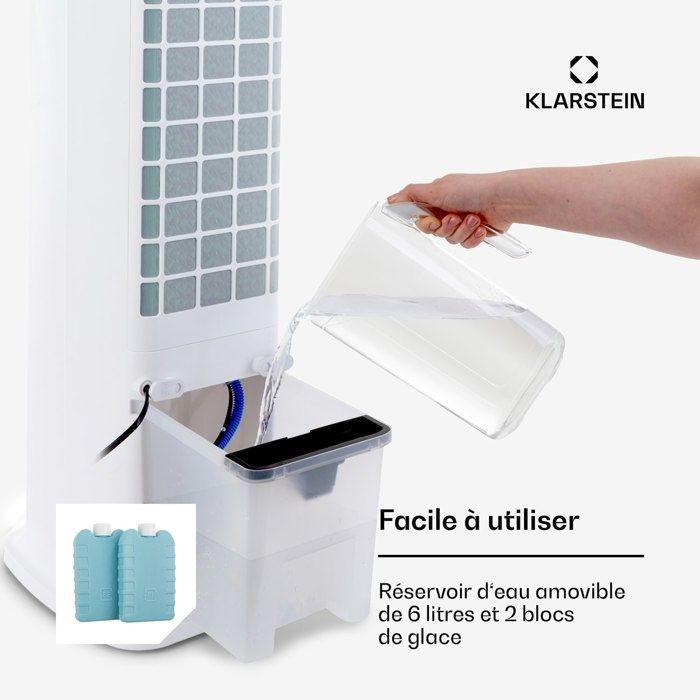 Klarstein Skytower 360° luchtkoeler - App-bediening - 4-in-1 ventilator - Wit