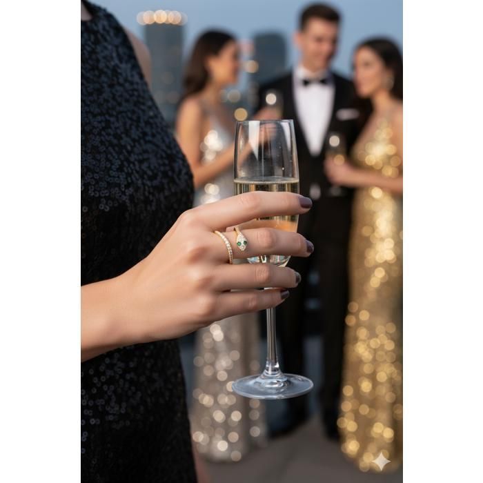 Vergulde slangenring voor dames & zirkonium – Elegante ring – Luxe modejuweel – Ideaal cadeau Maat 50 tot 60