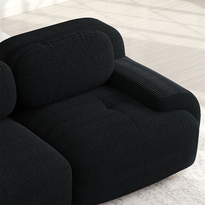 DRIPEX Canapé 2 places Loveseat 208cm en velours côtelé,Canapé modulable avec accoudoirs incurvés,entièrement compressé,Noir