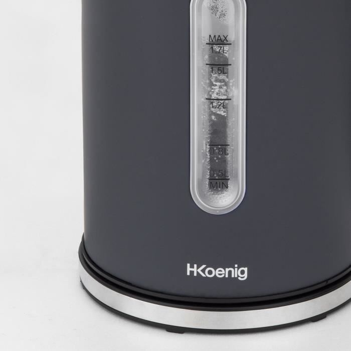 Bollitore H.KOENIG BOE52 - Capacità 1,7 L - Temperatura regolabile da 40 a 110 °C - Display LCD - Grigio opaco