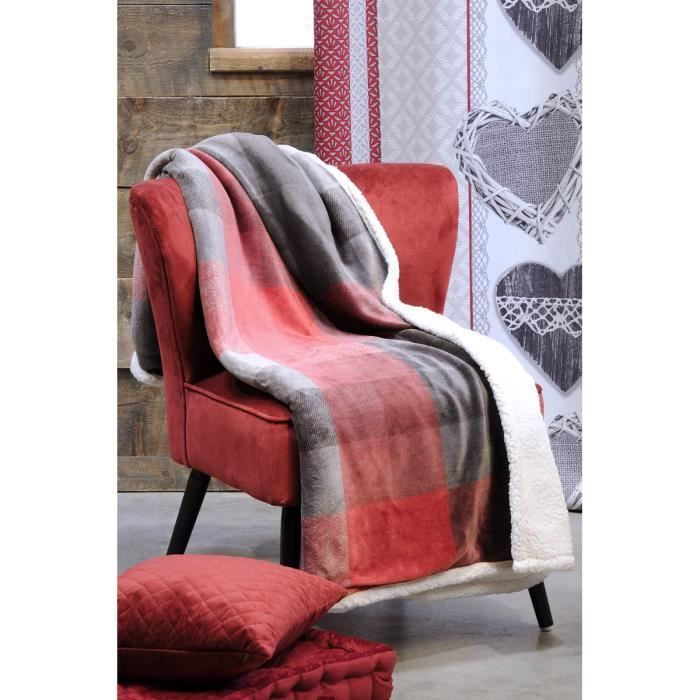 Tartán escocés de 130 x 160 cm - Gris, Rojo