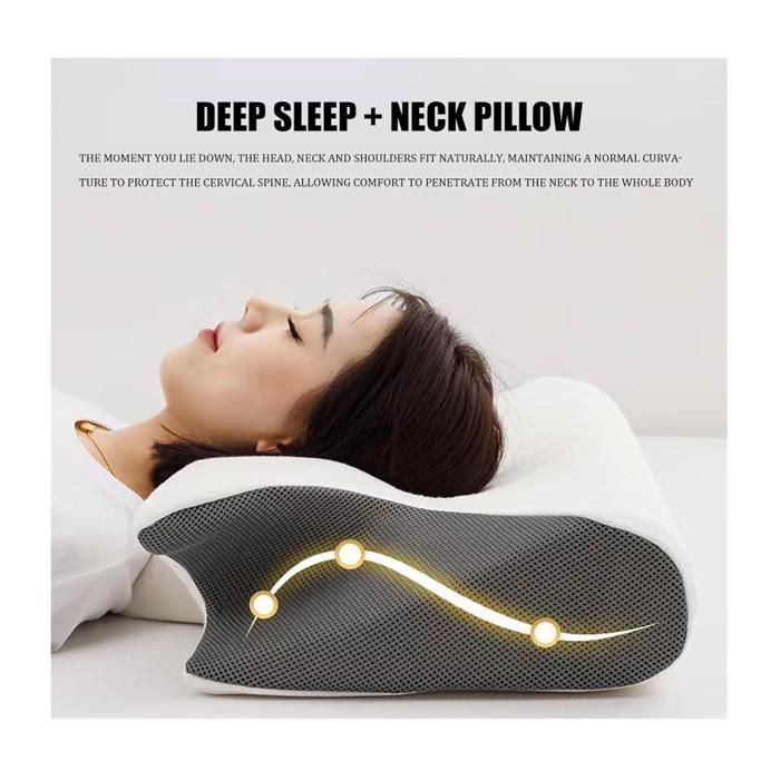 Almohada para la apnea del sueño, almohada antironquidos y para la apnea posicional, almohada cervical ergonómica de espuma viscoelástica (blanca)