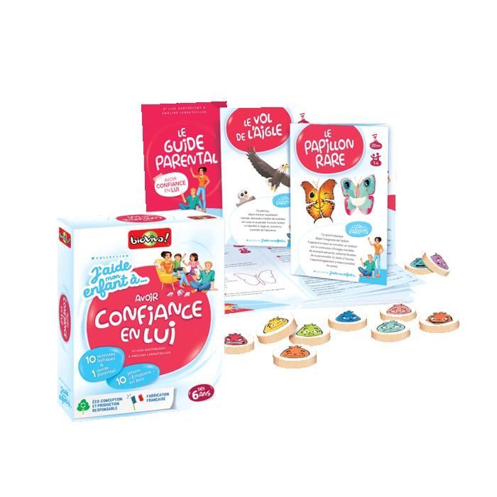 Juego educativo: Ayudo a mi hijo a... Desarrollar la autoconfianza. A partir de 6 años. De 1 a 6 jugadores. Hecho en Francia.