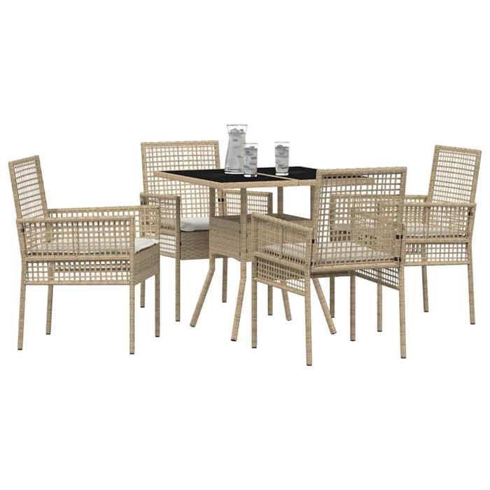 Conjunto de comedor de jardín - BURKE - Poliratán - Beige - Resistente a la intemperie - 80x80x75 cm - 1 mesa