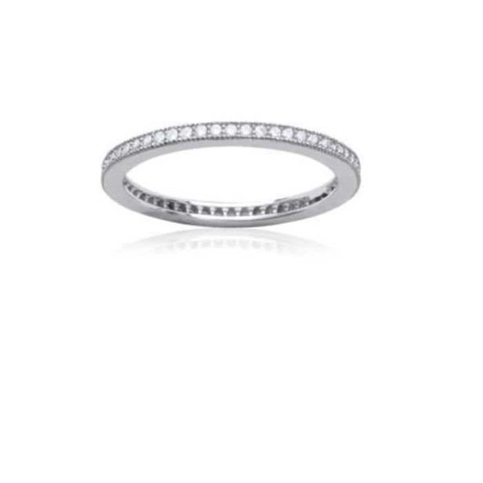 Bague Alliance en Argent Massif Rhodié sertie de Cubics Zirconium - Bijouxia