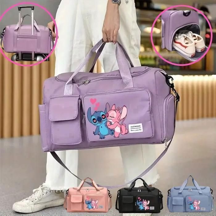 Sac Fourre-Tout en Polyester avec Intérieur en Oxford, Grand Sac de Voyage Pliable avec Compartiment à Chaussures,Bleu