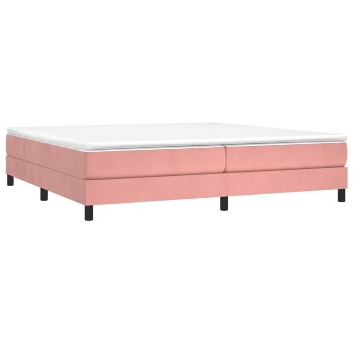 Gestoffeerde bedbodem - AKOZON - 200x200 cm - Roze fluweel - Met vering - 2-zits