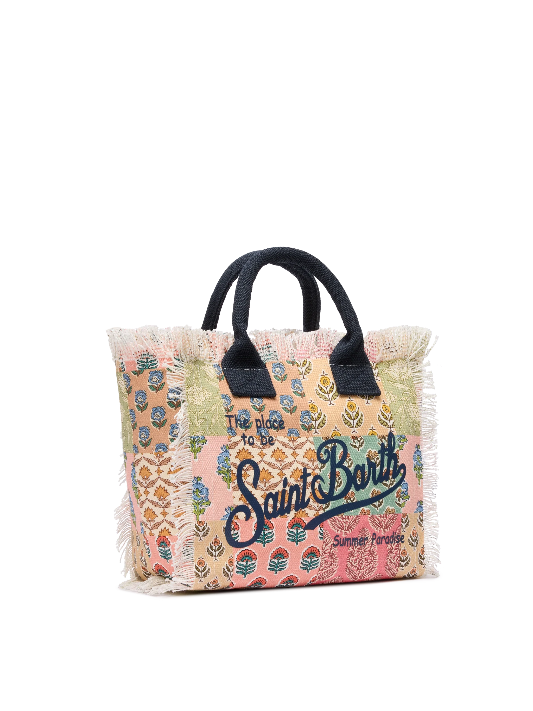 Colette katoenen canvas tas met bloemenprint.