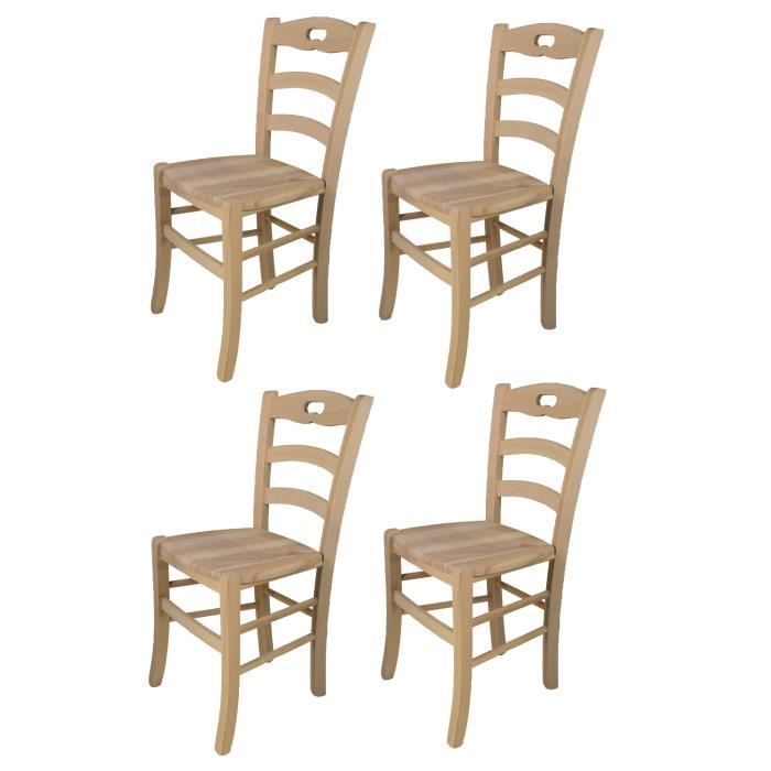 Tommychairs - Conjunto de 4 cadeiras de cozinha SAVOIE, estrutura robusta em madeira de faia polida sem tratamento, 100% natural, e assento de madeira.