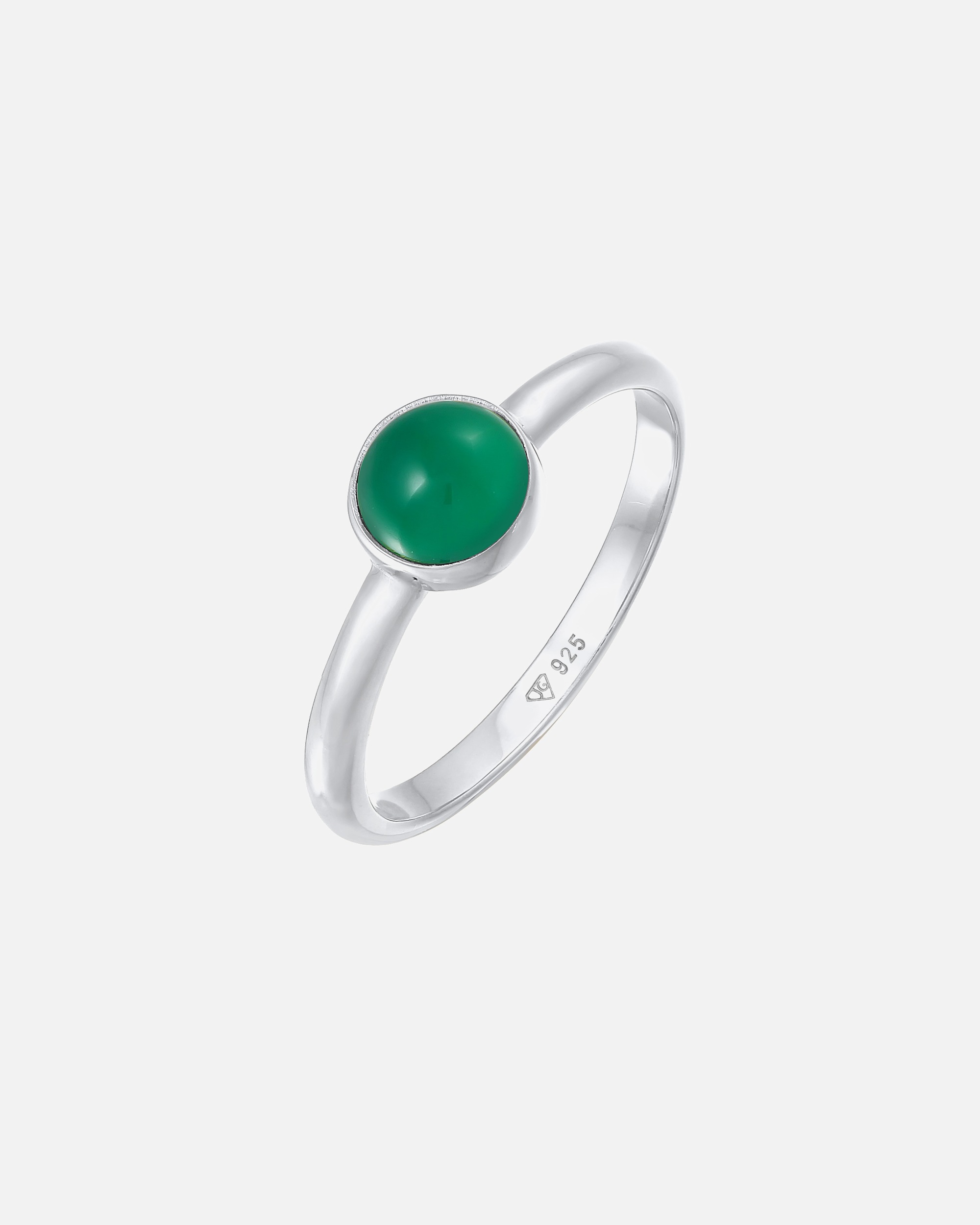 Elli PREMIUM Elli PREMIUM Bague Femmes Solitaire Basic Vert avec Agate pierres précieuses en argent sterling 925 rhodié