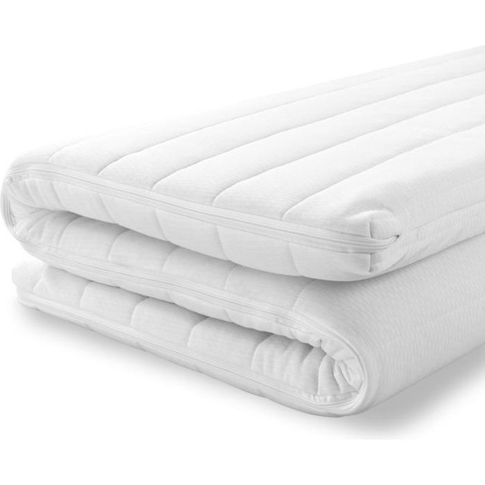 Cubrecolchón de 140x200 cm - Cubrecolchón de espuma fría - 5 cm de grosor - Funda de microfibra lavable - Materiales hipoalergénicos