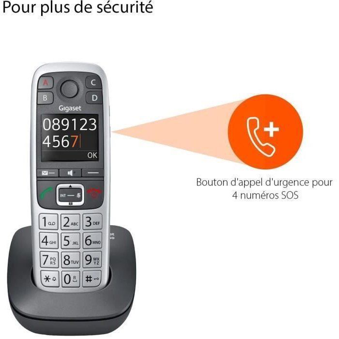 Teléfono inalámbrico Gigaset DECT, plateado - giga e 560 plateado
