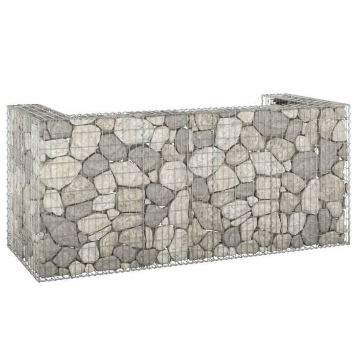 Cache Poubelle/ Mur en gabion pour poubelles - VIDAXL - Acier galvanisé 254x100x110 cm CC3196721