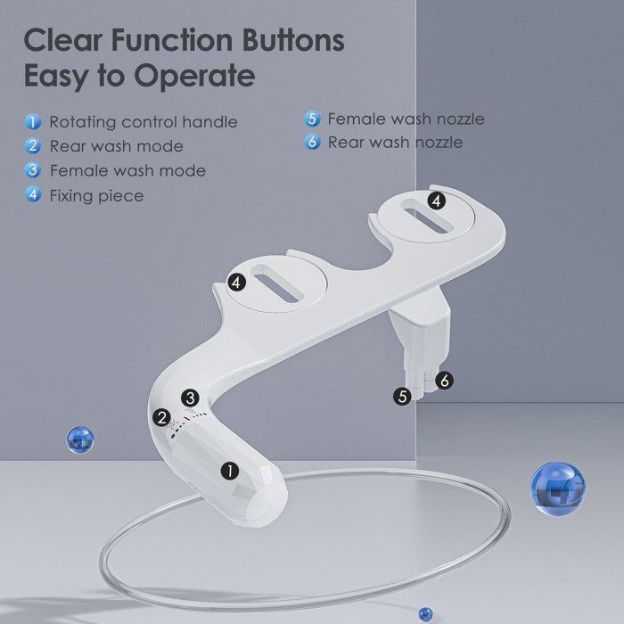 TTLIFE Spruzzatore bidet per WC, doppio ugello, 2 modalità di pressione dell'acqua regolabili per bidet, pre-pulizia