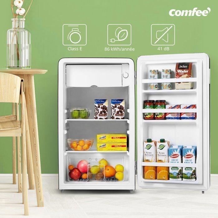 Refrigerador vintage Comfee RCD93DK2RT(E) com freezer na parte superior - 93L - Classe energética E - 48,8 x 49 x 83,5 cm - Preto