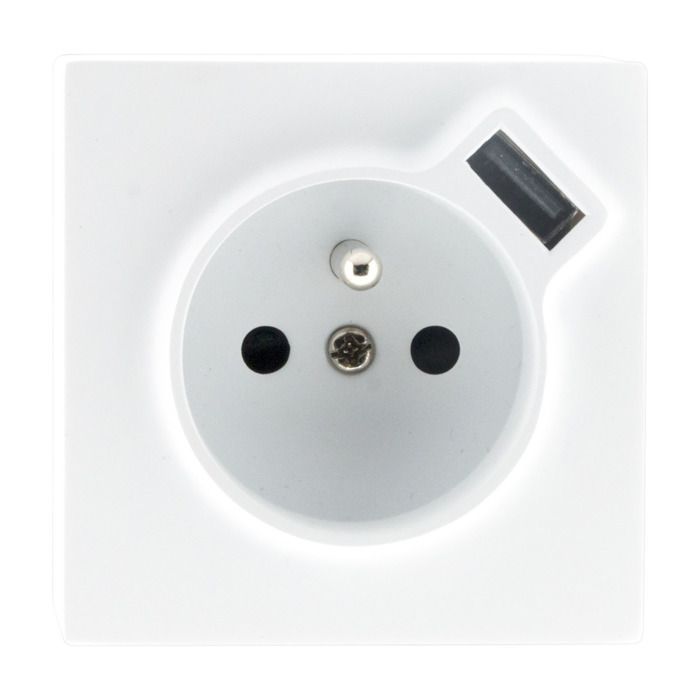 Enchufe de superficie 2P+E + USB 2.4A - blanco - Zenitech