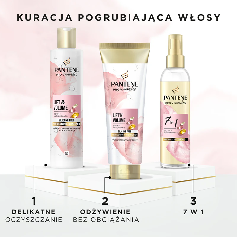 Shampoo volumizador Pantene Pro-V Miracles Lift'N'Volume para cabelos finos com biotina
