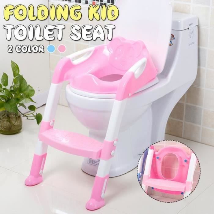 TEMPSA Toilet Seat Reducer for Children and Babies, Foldable Training Stool, Pink