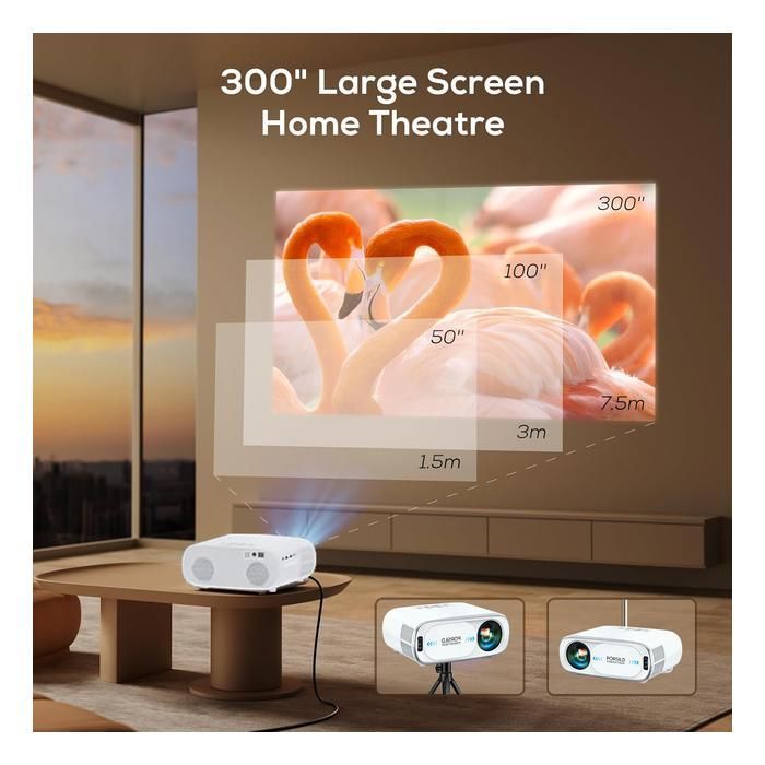 Proyector 4K certificado por Netflix, 35000 lúmenes, Android 13, enfoque automático/corrección trapezoidal 6D, WiFi 6, proyector de vídeo inteligente Bluetooth 5.2