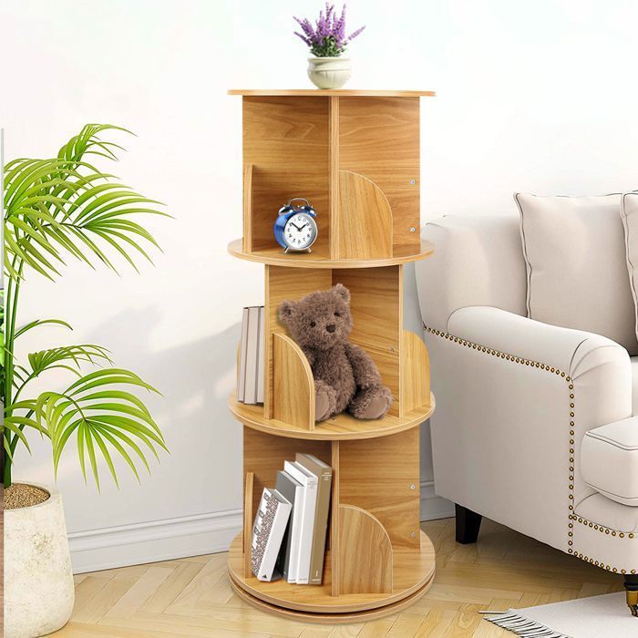 Estantería giratoria MIPAN - Estantería de almacenamiento - Para sala de estar, oficina, habitación infantil - 40*40*97cm - Amarillo