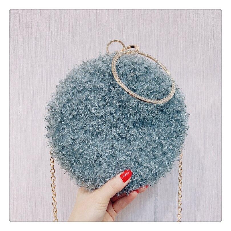 Sac d'hiver en laine neuve multicolore, sac en fausse fourrure, sac tendance en peau d'agneau douce, sac bandoulière, pochette de banquet/mariage