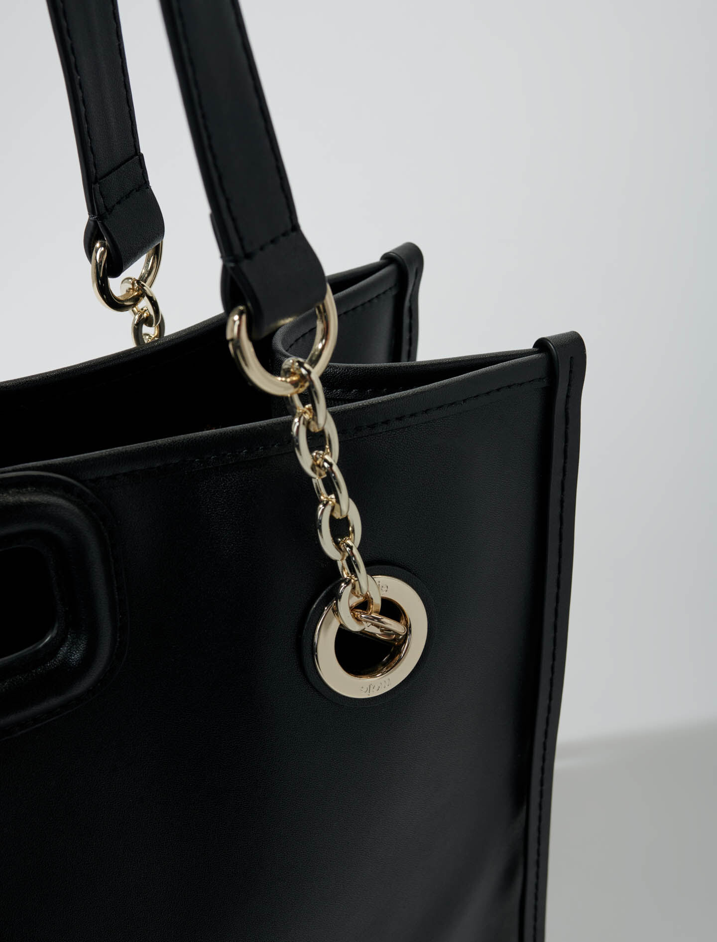 Leren shopper met franjes - Zwart