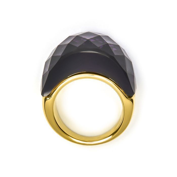 Ring - Luxenter - Fadino - 18k yellow gold finish - Hydrothermal Quartz Onyx - Purple