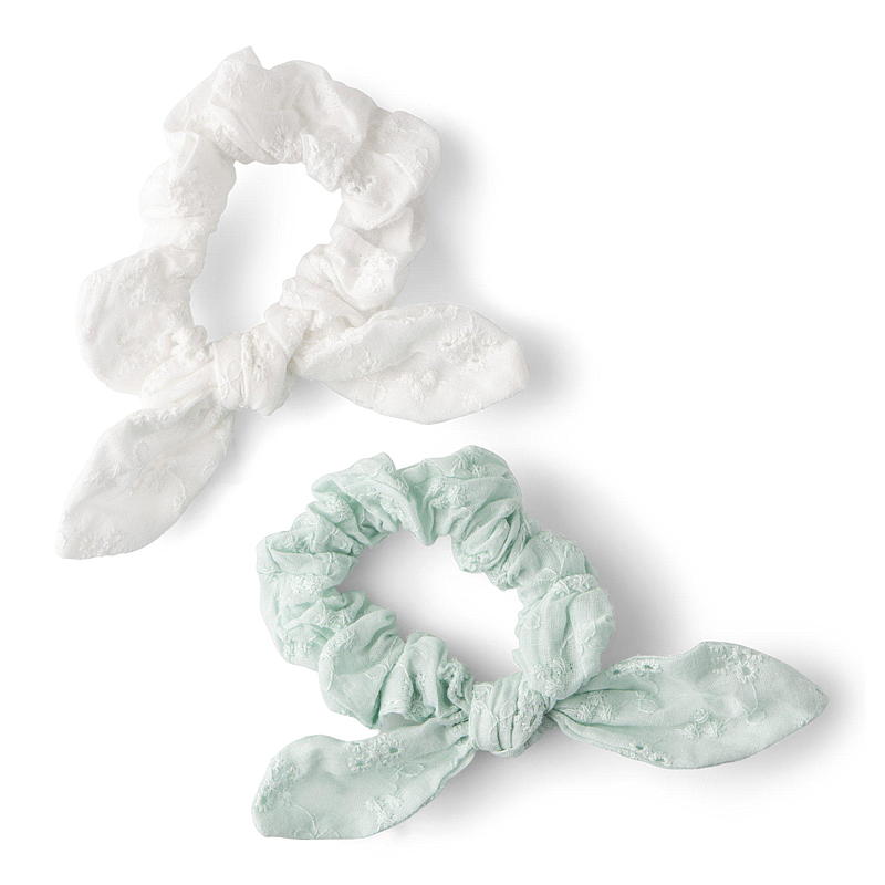 Essentii - Confezione da 2 elastici per capelli, bianco/verde menta