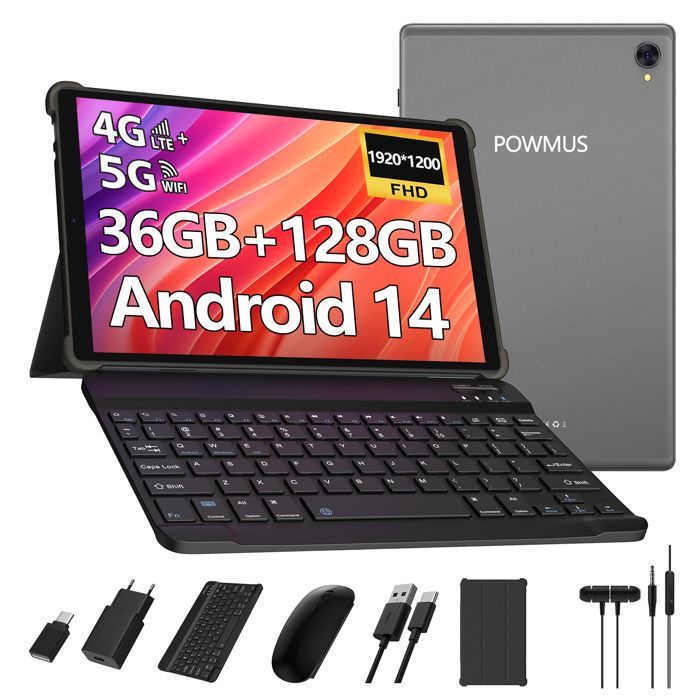 Tablet POWMUS com tela sensível ao toque de 10,1